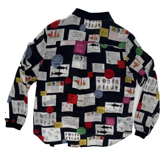 Milano made in ITALY, Women Blouse long sleeve, Size 38, Nautical print - Picture 2 of 13